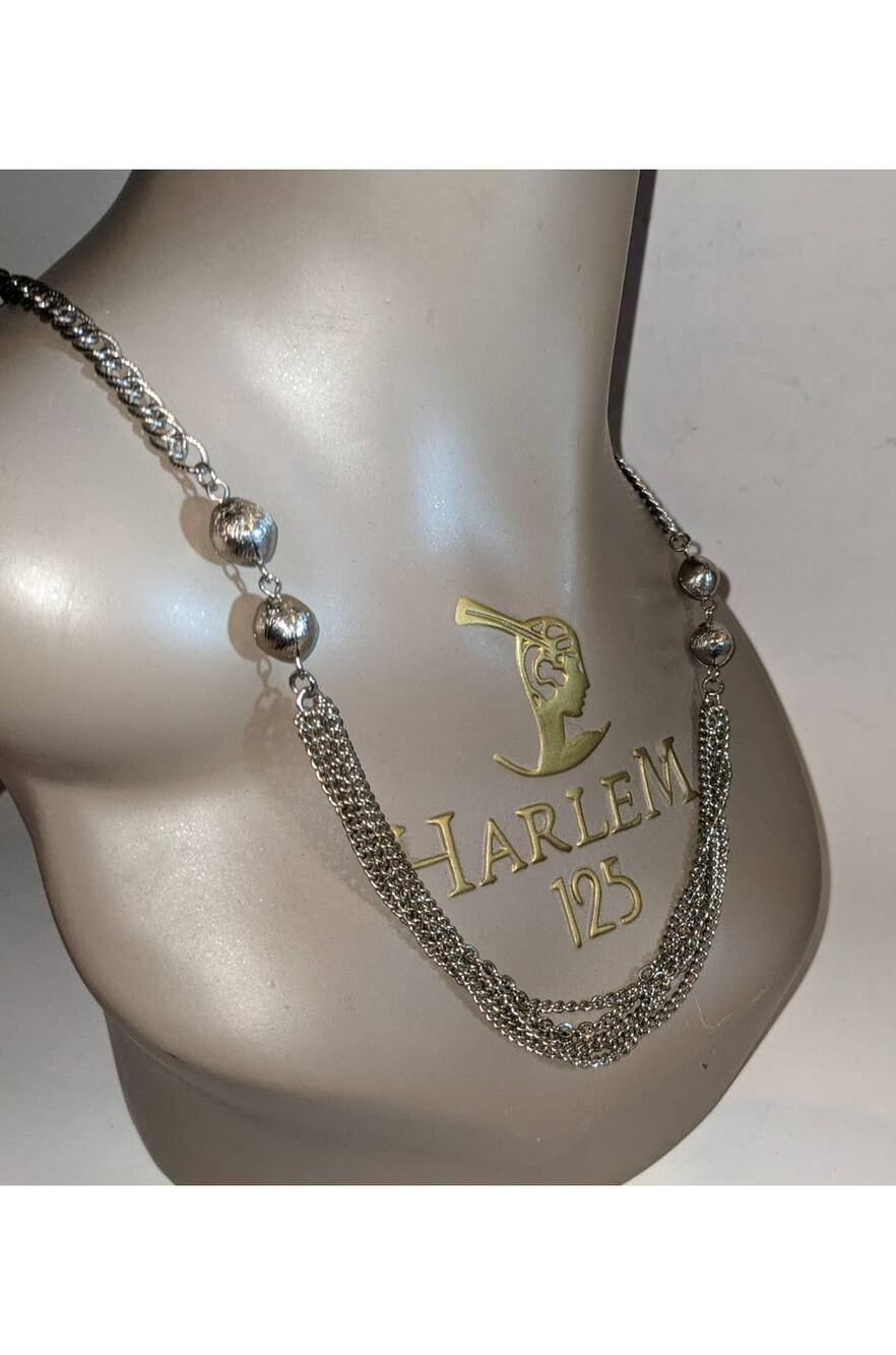 Vintage Silver Color Hollow Bead Bobble Chain Necklace No Closure 28"